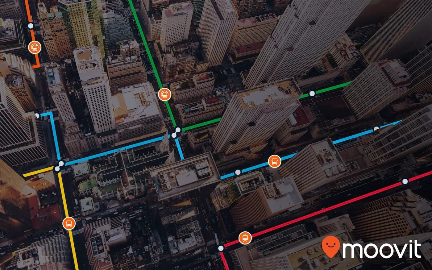 Reference image: a transit map with colour-coded route lines drawn over an aerial view of a city.